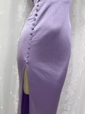 Niulatu Sheath Off The Shoulder Lilac Vacation Dress Slit Birthday Dresses SD0030