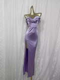 Niulatu Sheath Off The Shoulder Lilac Vacation Dress Slit Birthday Dresses SD0030