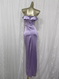 Niulatu Sheath Off The Shoulder Lilac Vacation Dress Slit Birthday Dresses SD0030
