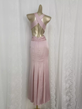 Niulatu Sheath V Neckline Satin Pink Vacation Dress Birthday Dresses SD0031