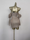 Niulatu Sheath Strapless Sequin Travel Vacation Beach Dress Short Birthday Dress SD0035