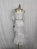 Niulatu Mermaid Lace White Travel Vacation Beach Dress Birthday Dress SD0037