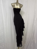 Niulatu High Low Black Strapless Vacation Dress Birthday Dresses SD0038