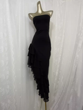 Niulatu High Low Black Strapless Vacation Dress Birthday Dresses SD0038