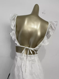 Niulatu A line V neckline Backless Travel Vacation Lace Beach Dress Long Birthday Dresses SD003
