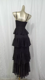 Niulatu A line Spaghetti Straps Lace Vacation Black Beach Dress Long Dress SD004