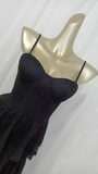 Niulatu A line Spaghetti Straps Lace Vacation Black Beach Dress Long Dress SD004