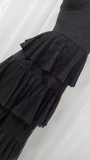 Niulatu A line Spaghetti Straps Lace Vacation Black Beach Dress Long Dress SD004