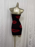 Niulatu Sheath Strapless Floral Red Travel Vacation Dress Short Birthday Dress SD0057