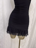 Niulatu Sheath Straps Black Travel Vacation Dress Short Birthday Dress SD0058