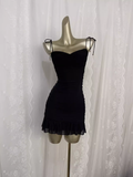 Niulatu Sheath Straps Black Travel Vacation Dress Short Birthday Dress SD0058