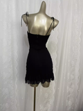 Niulatu Sheath Straps Black Travel Vacation Dress Short Birthday Dress SD0058