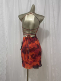 Niulatu Sheath Straps Floral Travel Backless Vacation Dress Short Birthday Dress SD0060