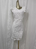 Niulatu Sheath Scoop Neckline Floral Travel Backless Lace Vacation Dress Short Birthday Dress SD0061