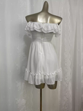 Niulatu A line White Chiffon Travel Vacation Dress Short Birthday Dress SD0063
