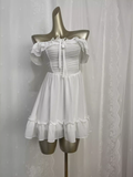 Niulatu A line White Chiffon Travel Vacation Dress Short Birthday Dress SD0063