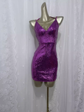 Niulatu Sheath Grape Sequin Travel Vacation Dress Short Birthday Dress SD0064