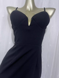 Niulatu Sheath Spagetti Straps Black Long Vacation Dress Birthday Dresses SD0066