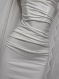 Niulatu Sheath Spaghetti Straps Satin White Long Vacation Dress Birthday Dresses SD0069