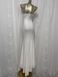 Niulatu Sheath Spaghetti Straps Satin White Long Vacation Dress Birthday Dresses SD0069