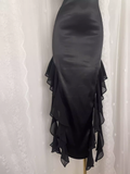 Niulatu Sheath Spaghetti Straps Black Satin Vacation Beach Dress Long Birthday Dresses SD006