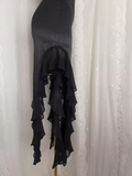 Niulatu Sheath Spaghetti Straps Black Satin Vacation Beach Dress Long Birthday Dresses SD006