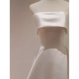 Niulatu A Line Strapless Satin Ivory Wedding Dresses SD0075