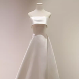 Niulatu A Line Strapless Satin Ivory Wedding Dresses SD0075
