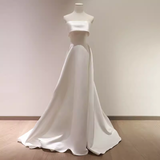 Niulatu A Line Strapless Satin Ivory Wedding Dresses SD0075