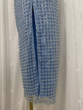 Niulatu Sheath Straplesss Blue Sequin Slit Vacation Dress Long Birthday Outfits SD007