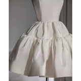 Niulatu Ball Gown Straps Satin White Short 16th Birthday Dresses SD0085