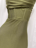 Niulatu Sheath Halter Green Long Vacation Dress Birthday Outfits SD008