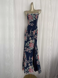 Niulatu Sheath Spaghetti Straps Blue Rose Travel Vacation Floral Beach Dress Long Dress SD009