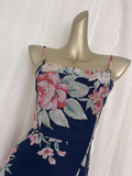 Niulatu Sheath Spaghetti Straps Blue Rose Travel Vacation Floral Beach Dress Long Dress SD009