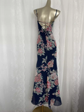 Niulatu Sheath Spaghetti Straps Blue Rose Travel Vacation Floral Beach Dress Long Dress SD009
