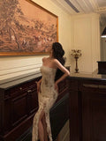 Niulatu Sheath Strapless Floral Ivory Long Prom Dresses Birthday Outfits Evening Gown SD1001