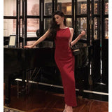 Niulatu Sheath Jewel Neckline Red Long Prom Dresses Birthday Outfits Evening Gown SD1012