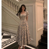 Niulatu A line Square neckline Blue Chiffon Long Prom Dresses Birthday Outfits Evening Gown SD1013