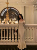 Niulatu Sheath Square Neckline Ivory Long Prom Dresses Birthday Outfits Evening Gown SD1018