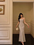 Niulatu Sheath Spaghetti Straps Long Prom Dresses Birthday Outfits Evening Gown SD1020
