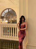 Niulatu Sheath Floral Pink Prom Dresses Birthday Outfits Evening Gown SD1022