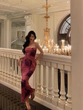 Niulatu Sheath Floral Pink Prom Dresses Birthday Outfits Evening Gown SD1022