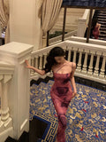 Niulatu Sheath Floral Pink Prom Dresses Birthday Outfits Evening Gown SD1022