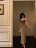 Niulatu Sheath Spaghetti Straps Floral Long Prom Dresses Birthday Outfits Evening Gown SD1023