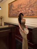 Niulatu Sheath Spaghetti Straps Floral Long Prom Dresses Birthday Outfits Evening Gown SD1023