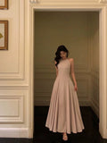 Niulatu A Line Scoop Neckline Long Light Pink Prom Dresses Birthday Outfits Evening Gown SD1024