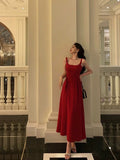 Niulatu A Line Spaghetti Straps Red Prom Dresses Birthday Outfits Evening Gown SD1026