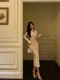 Niulatu Sheath V Neckline Long Prom Dresses Birthday Outfits Evening Dress SD1037