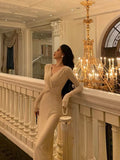 Niulatu Sheath V Neckline Long Prom Dresses Birthday Outfits Evening Dress SD1037