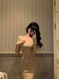 Niulatu Sheath Square Neckline Long Prom Dresses Birthday Outfits Evening Gown SD1038